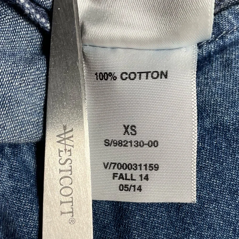 GAP 1969 Blue XS Floral Print White Pearl Snap Button Denim Dress in EUC - Picture 11 of 13